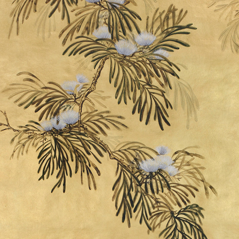 Обои ручная роспись Silk Tree Original colourway on Gold Bullion gilded paper Обои ручная роспись Silk Tree Original colourway on Gold Bullion gilded paper в Твери | Loft Concept