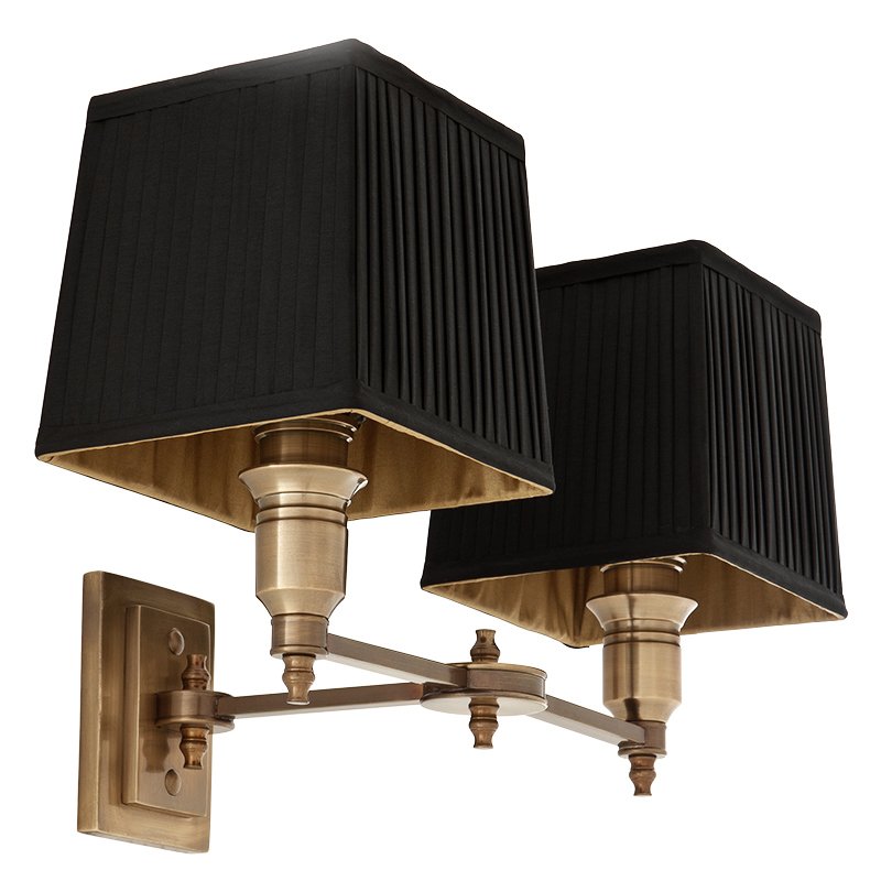 Бра Wall Lamp Lexington Double Brass+Black Латунь Античная полированная Черный Бра Wall Lamp Lexington Double Brass+Black Латунь Античная полированная Черный в Твери | Loft Concept