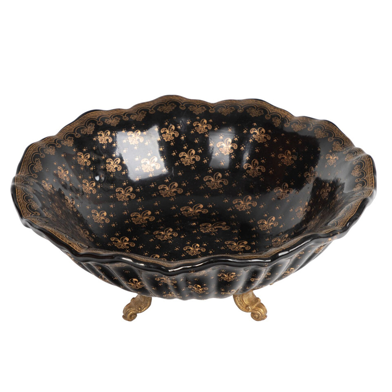 Блюдо черного цвета из фрафора на бронзовых ножках Eden Garden porcelain and bronze Черный Бронза Блюдо черного цвета из фрафора на бронзовых ножках Eden Garden porcelain and bronze Черный Бронза в Твери | Loft Concept