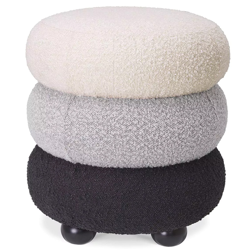 Пуф Eichholtz Stool Tulum Boucle Светло-серый Черный Молочный Пуф Eichholtz Stool Tulum Boucle Светло-серый Черный Молочный в Твери | Loft Concept