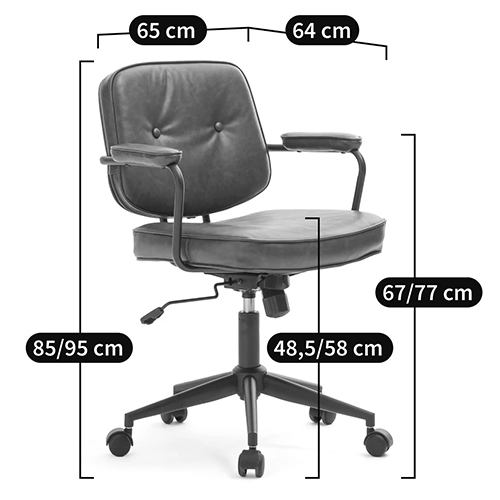 Офисное кресло в винтажном стиле на колёсах Glenn Dark Grey Chair Офисное кресло в винтажном стиле на колёсах Glenn Dark Grey Chair в Твери