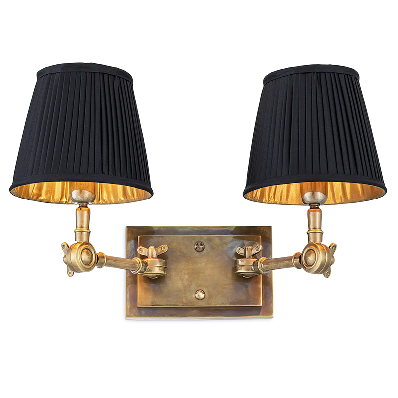 Бра Eichholtz Wall Lamp Wentworth Double Brass Винтажная латунь Черный Бра Eichholtz Wall Lamp Wentworth Double Brass Винтажная латунь Черный в Твери | Loft Concept
