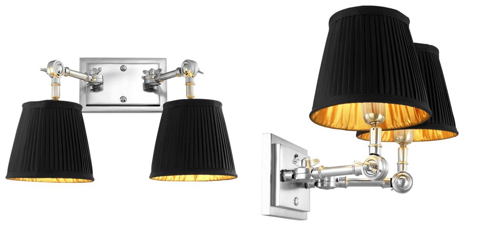 Бра Wall Lamp Wentworth Double Nickel+Black Бра Wall Lamp Wentworth Double Nickel+Black - Loft-Concept в Твери