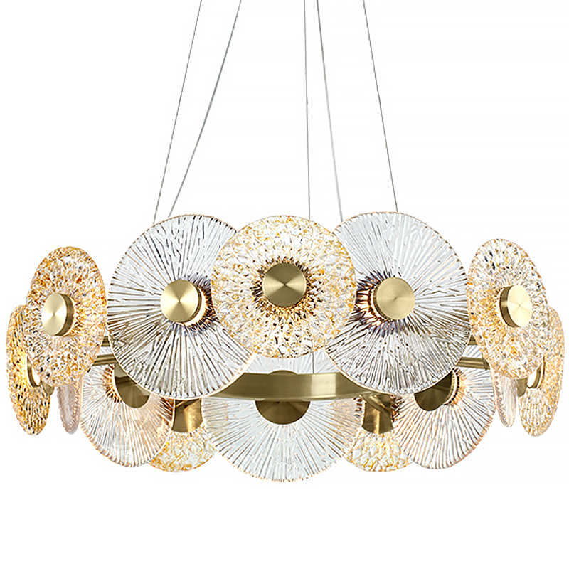 Люстра Clear and Amber Discs Chandelier Латунь Прозрачный Янтарь (Amber) Люстра Clear and Amber Discs Chandelier Латунь Прозрачный Янтарь (Amber) в Твери | Loft Concept