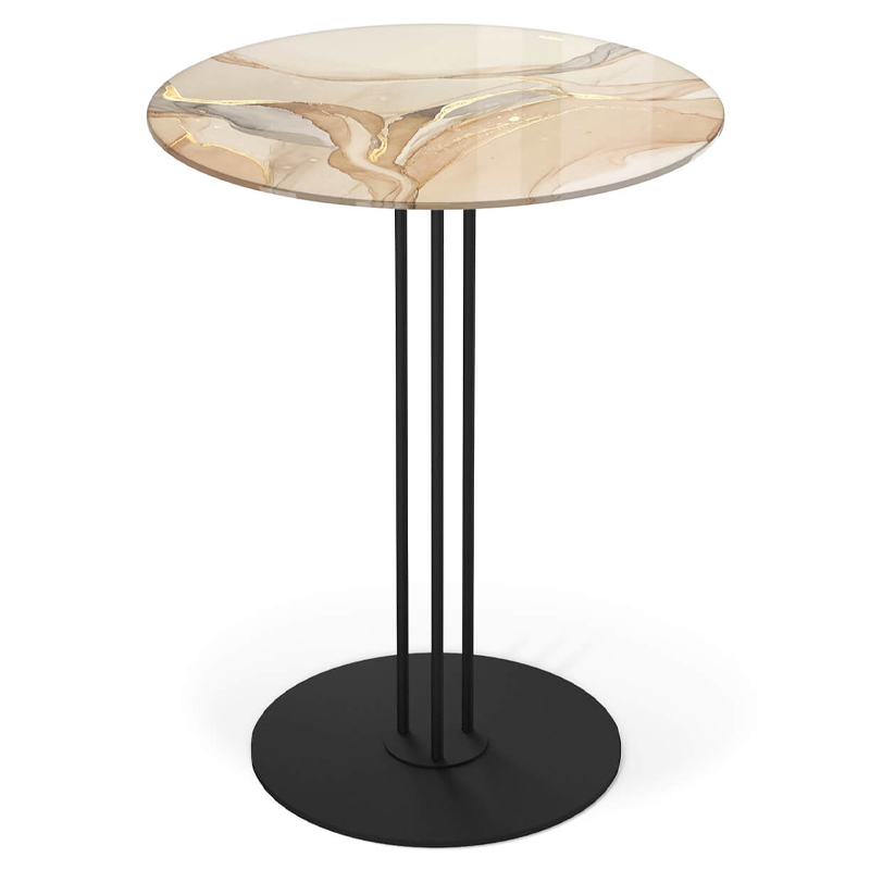 Стол журнальный круглый с бежевой столешницей из стекла Beige Marble Черный Бежевый Золотой Стол журнальный круглый с бежевой столешницей из стекла Beige Marble Черный Бежевый Золотой в Твери | Loft Concept