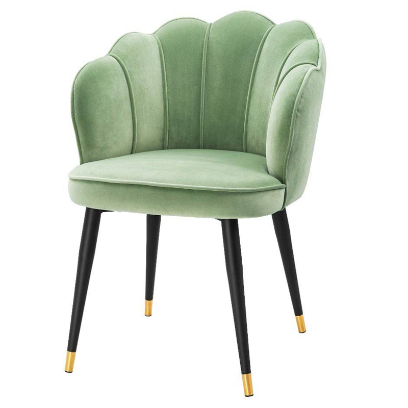 Стул Eichholtz Dining Chair Bristol pistache green Зеленый шалфей Черный Латунь Стул Eichholtz Dining Chair Bristol pistache green Зеленый шалфей Черный Латунь в Твери | Loft Concept
