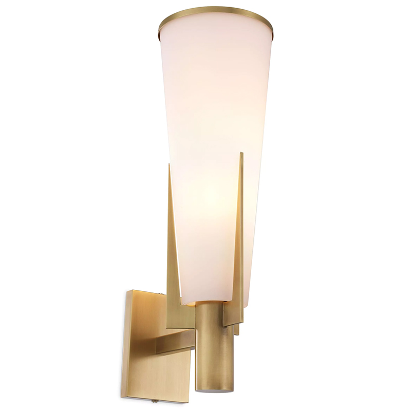 Бра Eichholtz Wall Lamp Dino Brass Латунь Белое матовое стекло Бра Eichholtz Wall Lamp Dino Brass Латунь Белое матовое стекло в Твери | Loft Concept