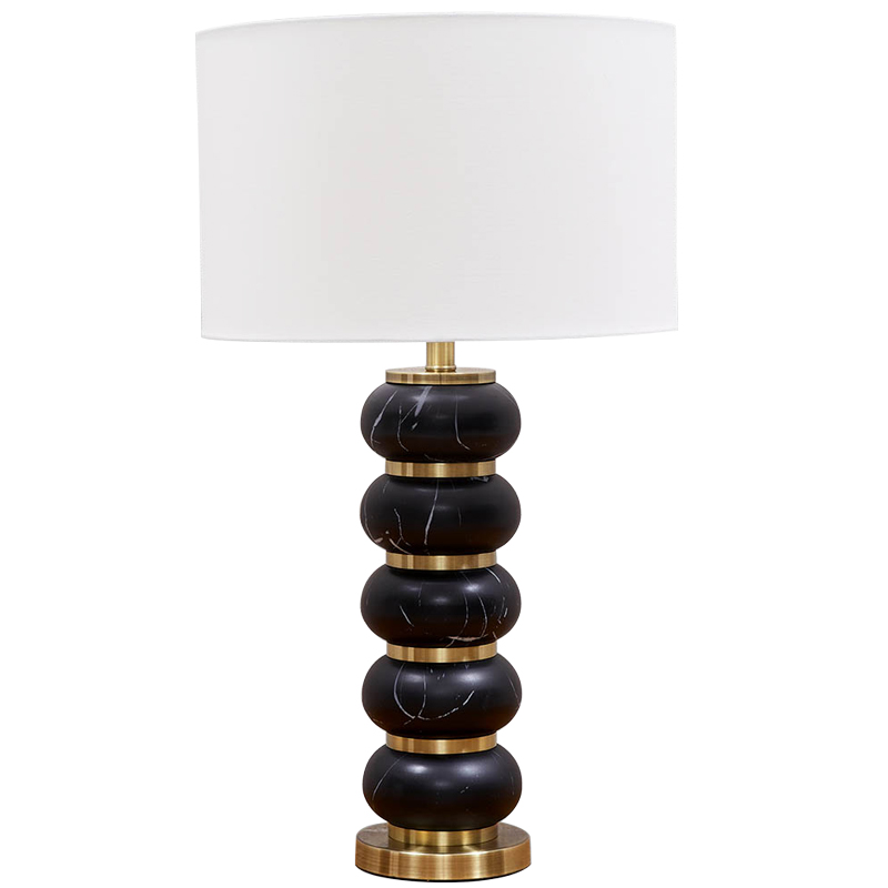 Настольная лампа с абажуром Alan Table Lamp Белый Черный Золотой Настольная лампа с абажуром Alan Table Lamp Белый Черный Золотой в Твери | Loft Concept