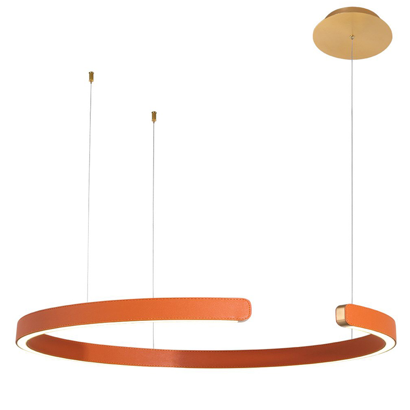 Подвесной светильник Half Ring orange leather Оранжевый Золотой Подвесной светильник Half Ring orange leather Оранжевый Золотой в Твери | Loft Concept