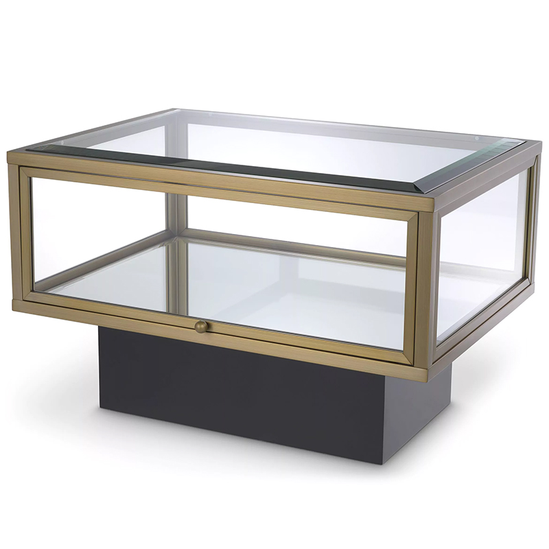 Приставной стол с витриной Eichholtz Side Table Ryan Черный Латунь Прозрачное Стекло Зеркало Приставной стол с витриной Eichholtz Side Table Ryan Черный Латунь Прозрачное Стекло Зеркало в Твери | Loft Concept