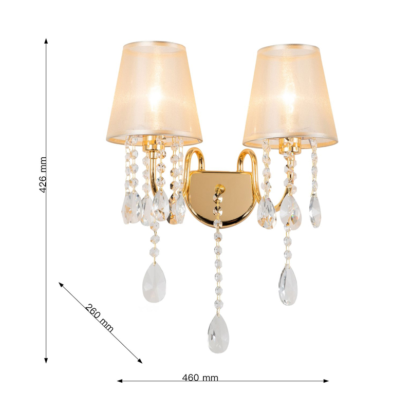 Двойное бра золотого цвета с хрустальным декором Dainty Light Двойное бра золотого цвета с хрустальным декором Dainty Light в Твери