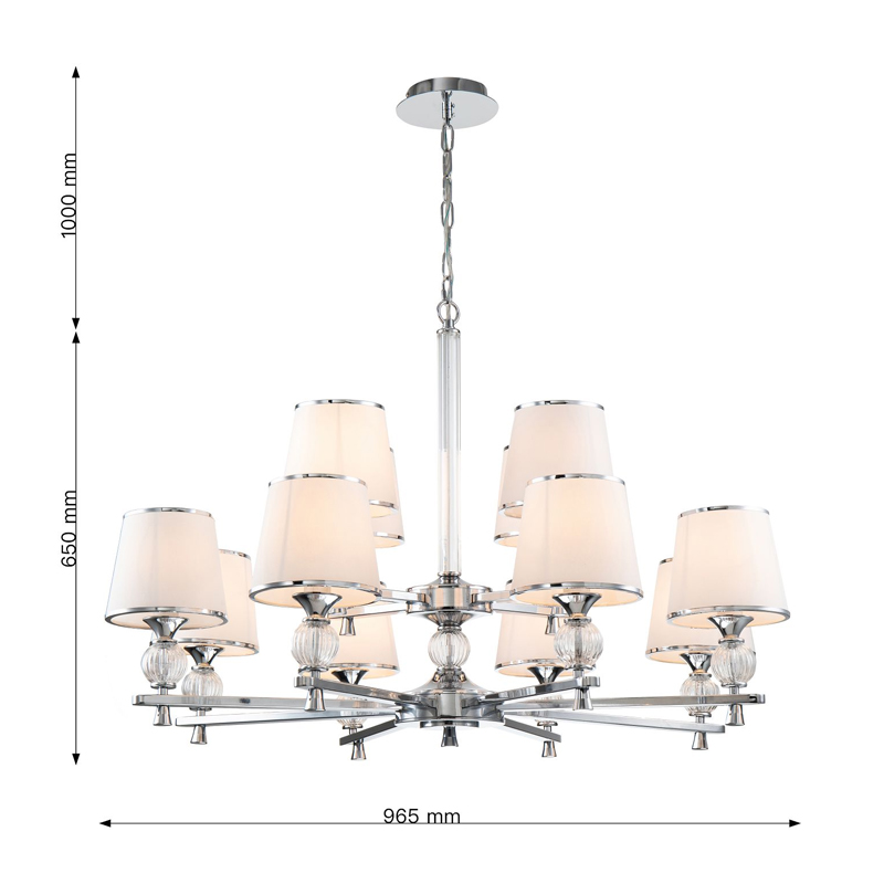 Двухъярусная люстра цвета хром с тканевыми плафонами LUMINAIRE в Твери