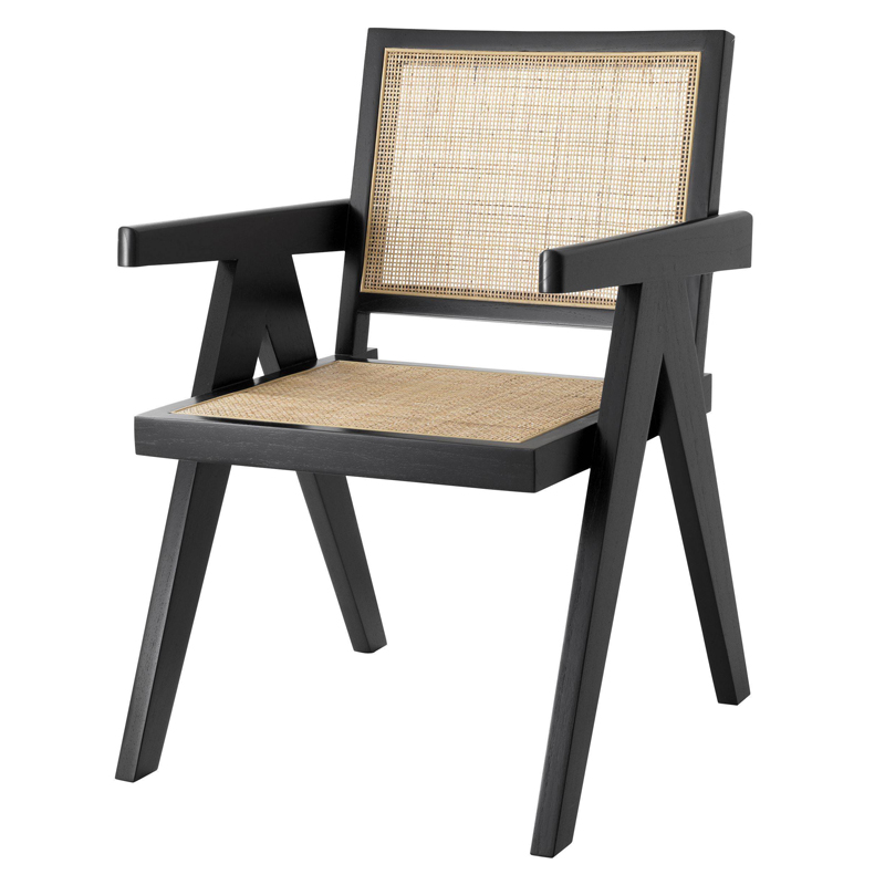 Стул Eichholtz Dining Chair Aristide black Черный Бежевый Стул Eichholtz Dining Chair Aristide black Черный Бежевый в Твери | Loft Concept