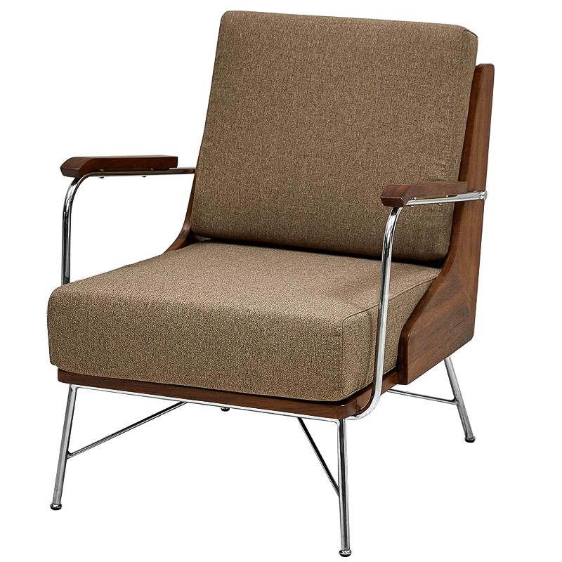 Кресло в ретро стиле Kinsey Armchair Коричневый Хром Кресло в ретро стиле Kinsey Armchair Коричневый Хром в Твери | Loft Concept