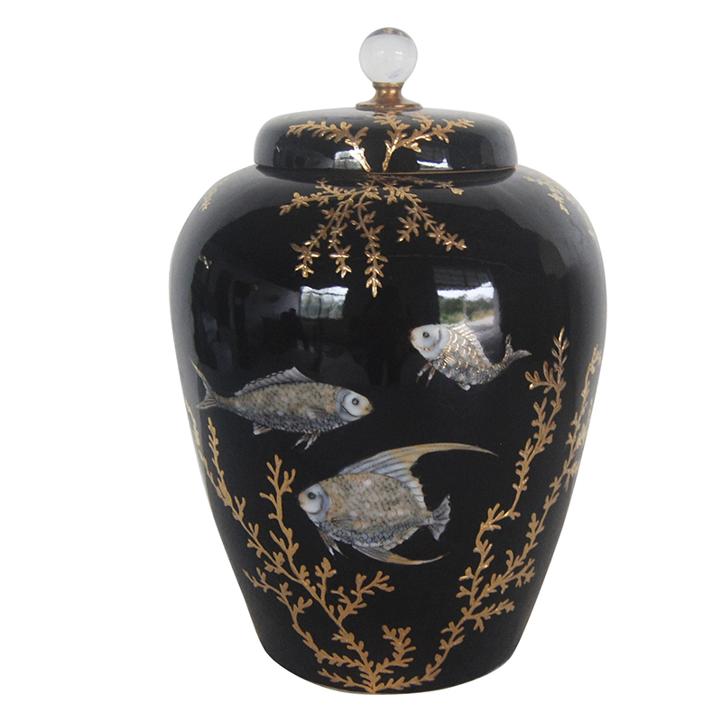 Ваза Vase Keg Algae Fish Черный Золотой в Твери | Loft Concept 