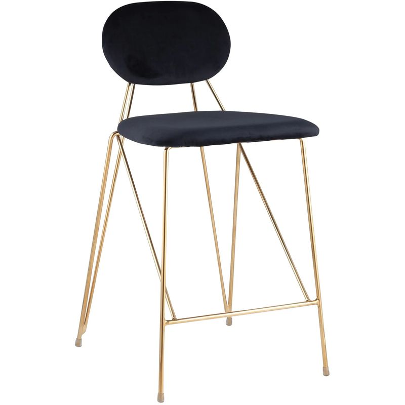 Полубарный Стул Alice Chair Черный Велюр Черный Золотой в Твери | Loft Concept 