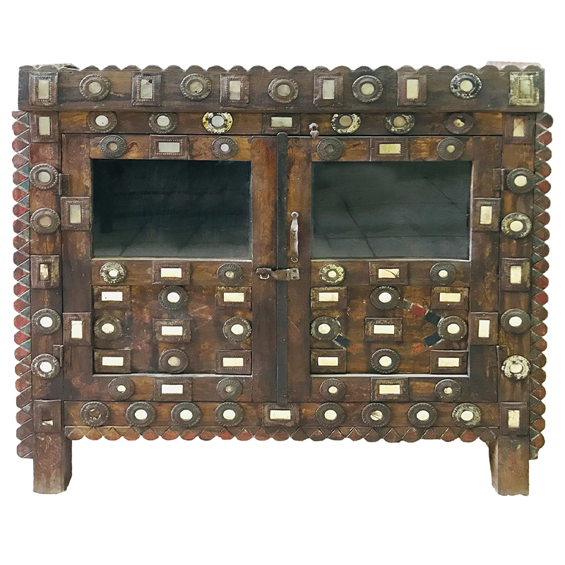 Комод в восточном стиле инкрустированный фрагментами зеркал Ramone Chest of Drawers Grey Mango Коричневый Комод в восточном стиле инкрустированный фрагментами зеркал Ramone Chest of Drawers Grey Mango Коричневый в Твери | Loft Concept