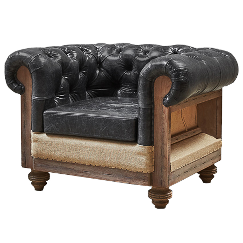 Кресло Deconstructed Chesterfield Armchair Графит Коричневый Кресло Deconstructed Chesterfield Armchair Графит Коричневый в Твери | Loft Concept