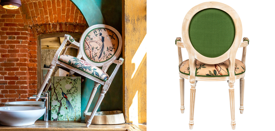 Стул с подлокотниками Beige and Green Chinoiserie Chair - фото №1