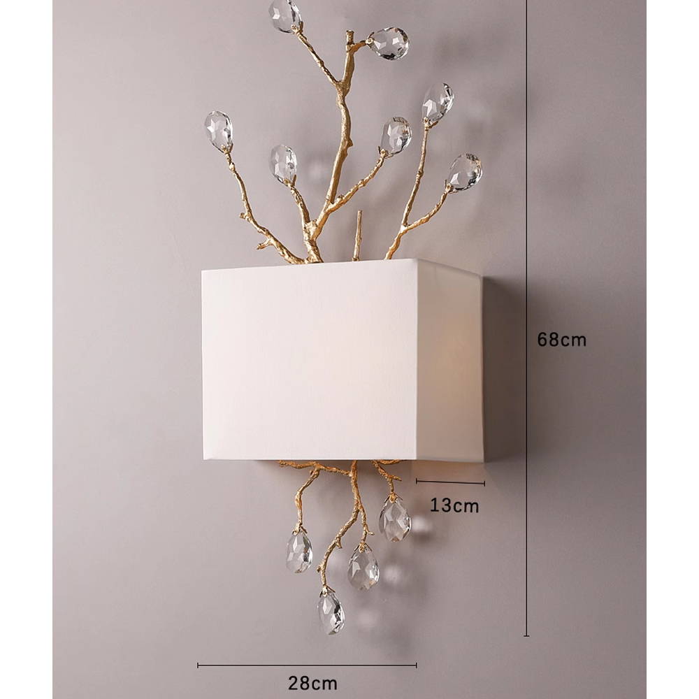 Бра с ветвистым каркасом и тканевым абажуром Crystals on the Branches в Твери