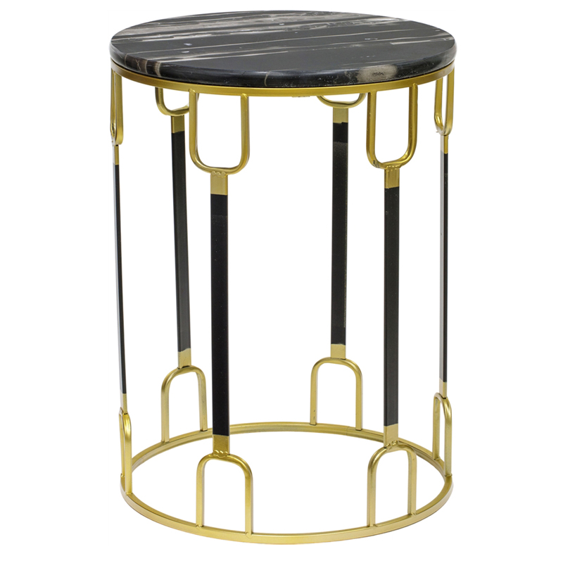 Приставной стол Dorius Side Table black marble high Латунь Черный Черный Мрамор Nero в Твери | Loft Concept 