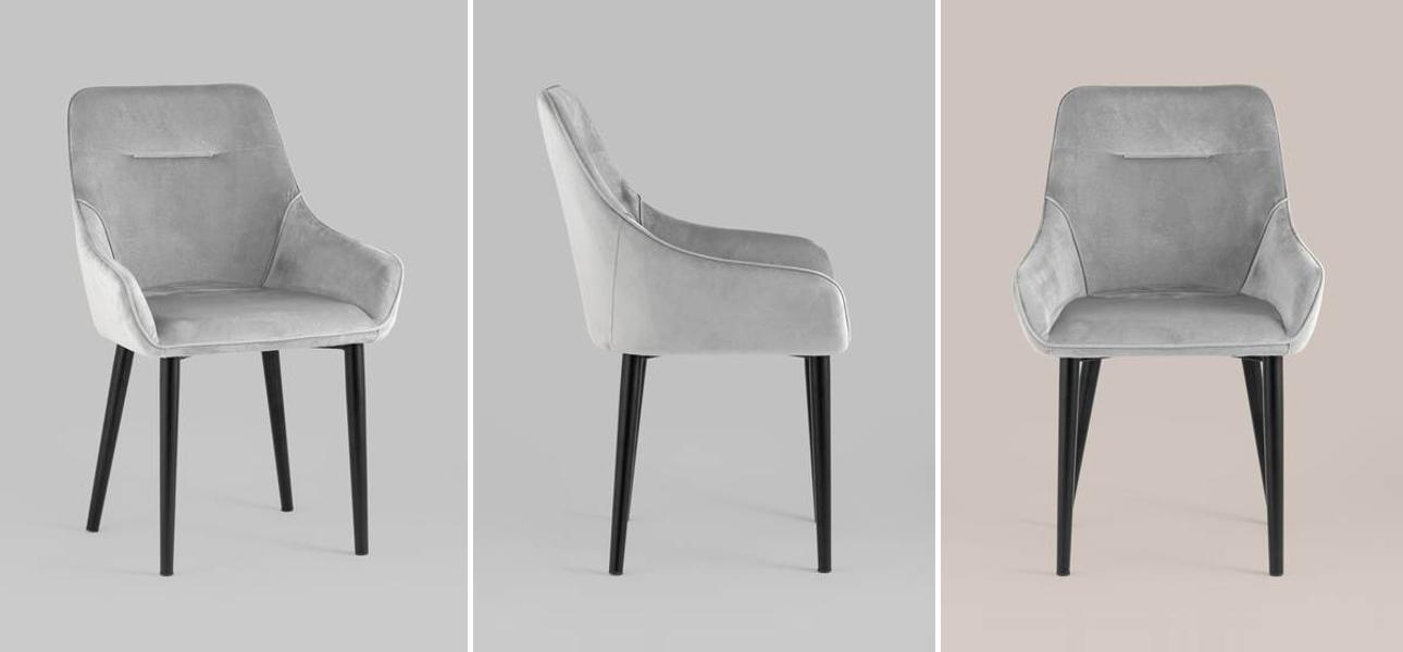 Стул Joan Chair Светло-Серый Велюр - фото