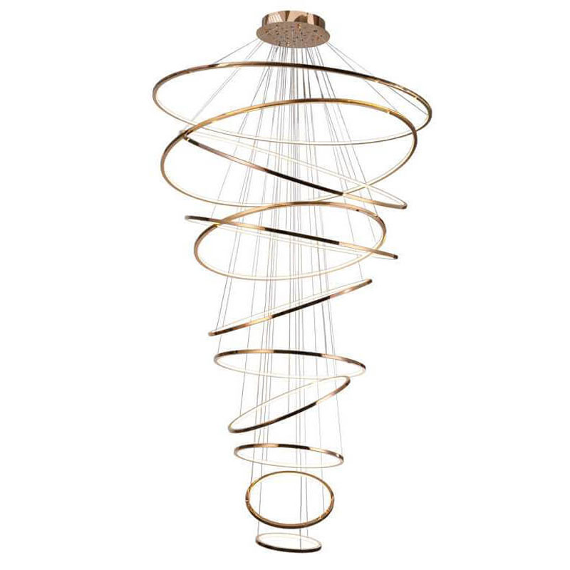 Люстра Композиция из 11 колец Ring Horizontal Chandelier Gold Золотой Розовое золото Люстра Композиция из 11 колец Ring Horizontal Chandelier Gold Золотой Розовое золото в Твери | Loft Concept