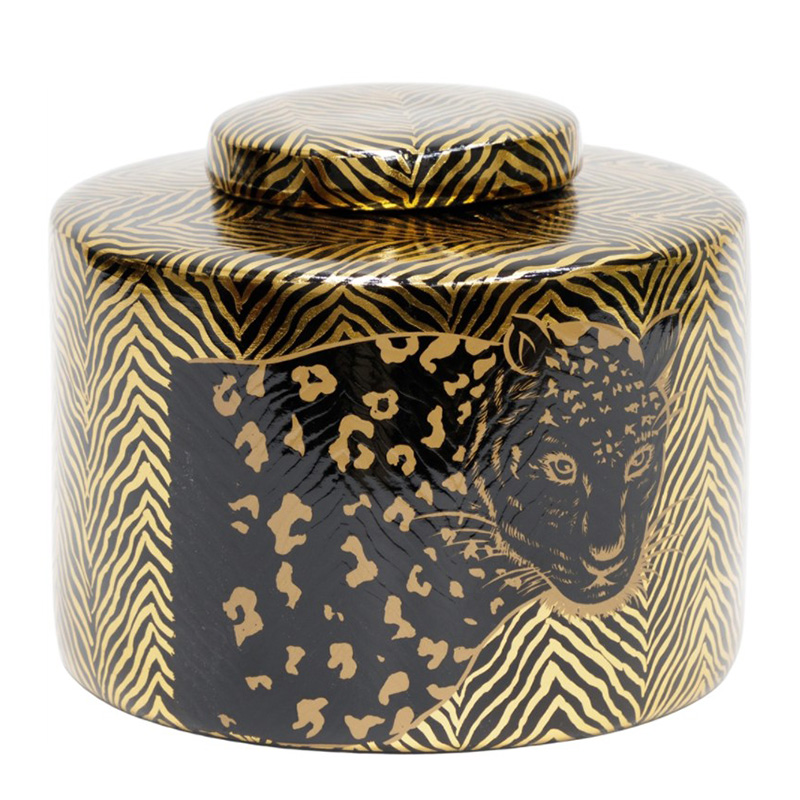 Ваза Leopard Vase black and gold 18 Черный Золотой Ваза Leopard Vase black and gold 18 Черный Золотой в Твери | Loft Concept