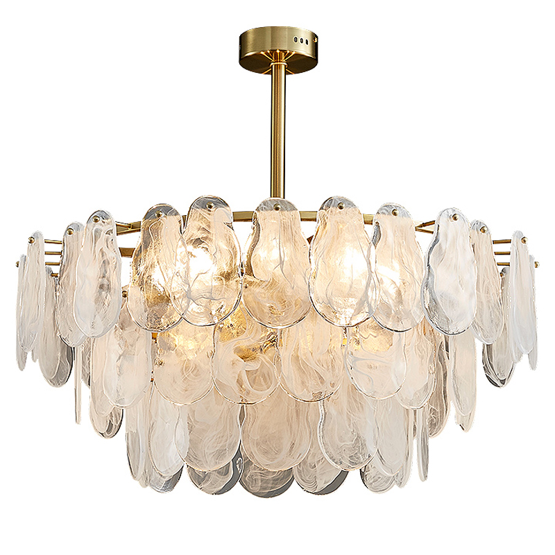 Люстра Maat Textured Glass Chandelier Глянцевое золото Белое матовое стекло Люстра Maat Textured Glass Chandelier Глянцевое золото Белое матовое стекло в Твери | Loft Concept