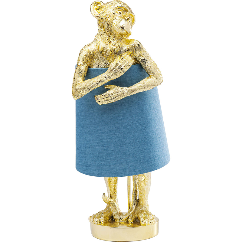 Настольная лампа Golden Monkey Hugging Lampshade Золотой Светло-синий Настольная лампа Golden Monkey Hugging Lampshade Золотой Светло-синий в Твери | Loft Concept