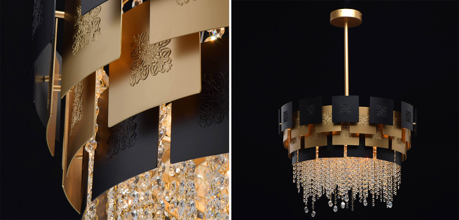 Люстра Engraving Plates Black Gold - фото