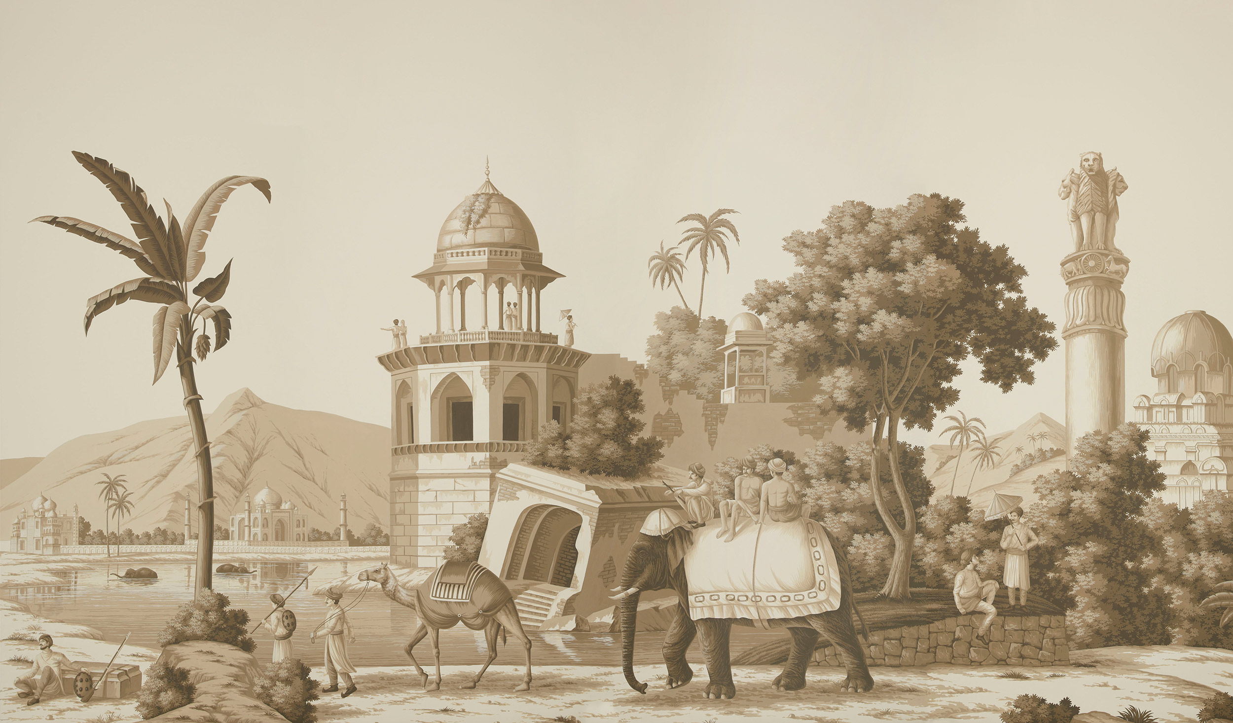 Обои ручная роспись Early Views of India Sepia on scenic paper Обои ручная роспись Early Views of India Sepia on scenic paper - постер Loft-Concept в Твери