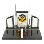 Настольный письменный набор из мрамора и змеевика с гербом России Marble Accessory варинант исполнения - 1 | Loft Concept в Твери