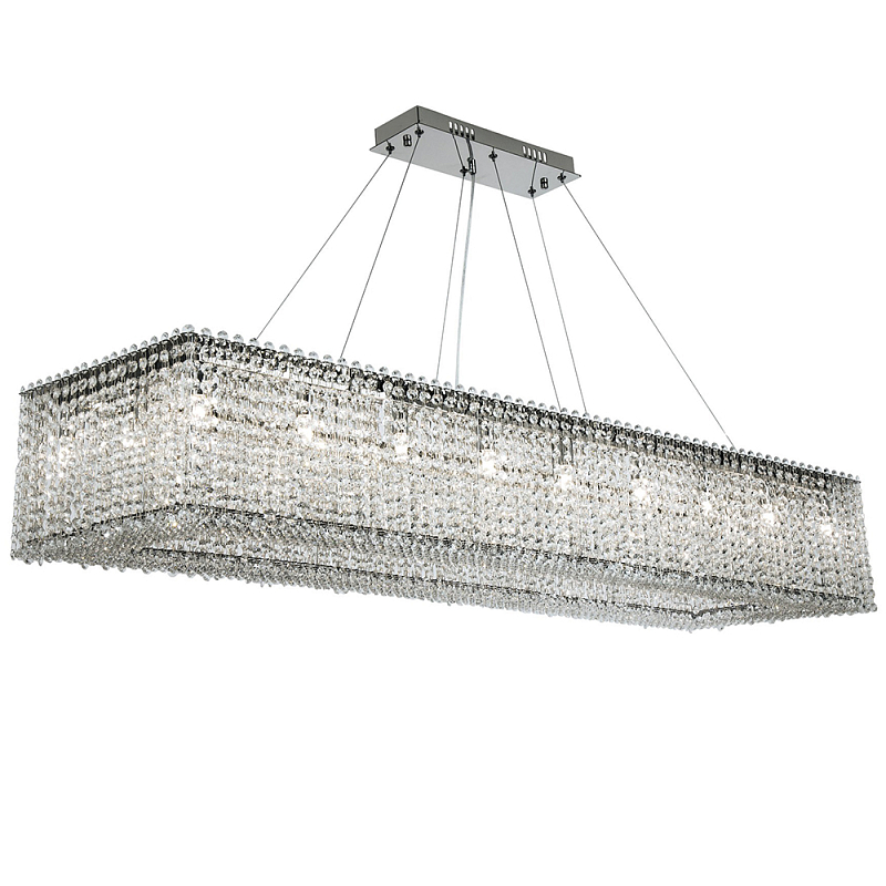Прямоугольная люстра с хрустальными подвесками Crystal Art Chrome Rectangular Chandelier Хром Прозрачный Прямоугольная люстра с хрустальными подвесками Crystal Art Chrome Rectangular Chandelier Хром Прозрачный в Твери | Loft Concept
