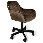 Стул с мягкой коричневой обивкой из велюра и подъемно-поворотным механизмом на черных колесиках Harper Brown варинант исполнения - 1 | Loft Concept в Твери