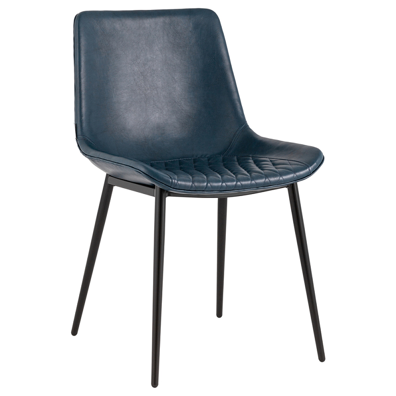 Стул с обивкой из экокожи темно-синего цвета RHOMBUSES UPHOLSTERY Темно-синий Черный Стул с обивкой из экокожи темно-синего цвета RHOMBUSES UPHOLSTERY Темно-синий Черный в Твери | Loft Concept