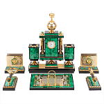 Настольный письменный набор из малахита и долерита с декором в виде герба России Leader Organizer варинант исполнения - 1 | Loft Concept в Твери