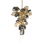 Люстра подвесная вытянутой формы с плафонами из стекла и металла с двумя вертикальными подвесками Gilded Mirage  варинант исполнения - 1 | Loft Concept в Твери