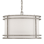 Подвесной светильник в виде барабана с тканевым абажуром и металлическим каркасом Warm Glow варинант исполнения - 3 | Loft Concept в Твери