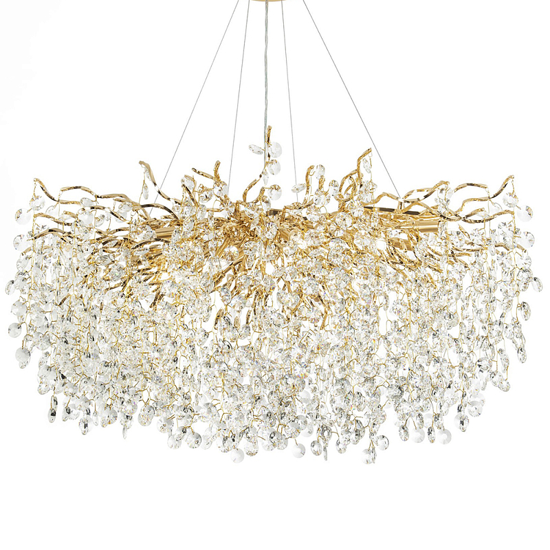 Люстра с хрустальными подвесками на металлических ветках Fairytree Light Gold Chandelier 18 Золотой Прозрачный Люстра с хрустальными подвесками на металлических ветках Fairytree Light Gold Chandelier 18 Золотой Прозрачный в Твери | Loft Concept