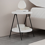 Стол приставной с 2-мя круглыми белыми столешницами ESSEL SIDE TABLE WHITE варинант исполнения - 7 | Loft Concept в Твери