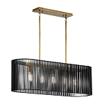 Люстра подвесная овальной формы с металлическим решетчатым абажуром матово-черного цвета и 5 лампами Kichler варинант исполнения - 2 | Loft Concept в Твери