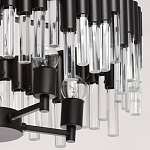 Люстра круглая из матового черного металла с подвесками из прозрачных стеклянных трубок Noir Tubes варинант исполнения - 5 | Loft Concept в Твери