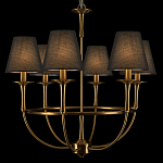 Люстра на металлическом основании бронзового цвета с 6-ю черными конусовидными абажурами Dignity варинант исполнения - 7 | Loft Concept в Твери