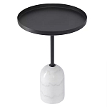 Кофейный столик с круглой чёрной столешницей и мраморным основанием Exquisite Practicality варинант исполнения - 1 | Loft Concept в Твери