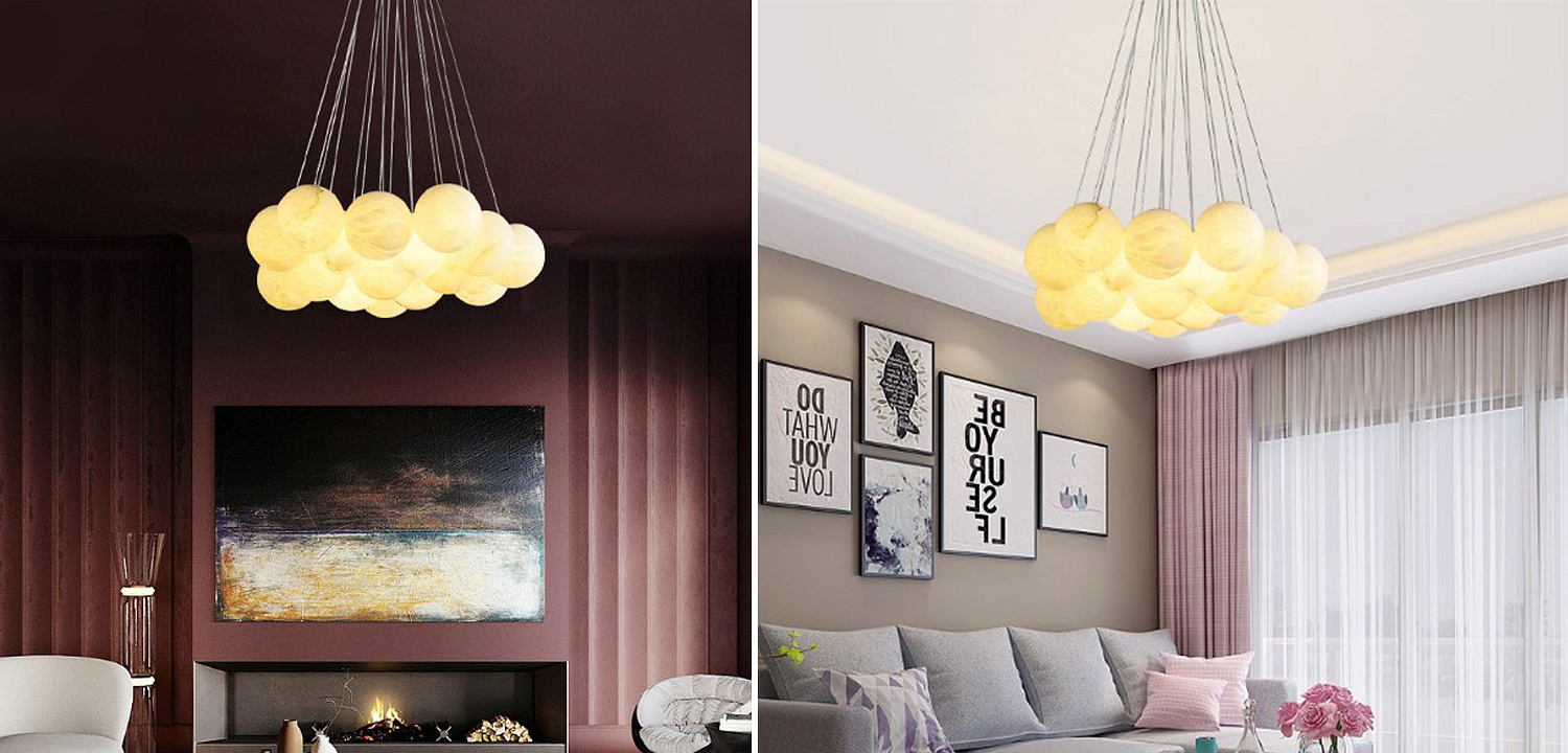 Каскадный Cветильник 16 Шариков из натурального мрамора Marble Balls Lamp Каскадный Cветильник 16 Шариков из натурального мрамора Marble Balls Lamp - Loft-Concept в Твери