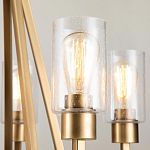 Люстра цвета латунь с 5-ю цилиндрическими плафонами из прозрачного пузырчатого стекла Kichler варинант исполнения - 4 | Loft Concept в Твери