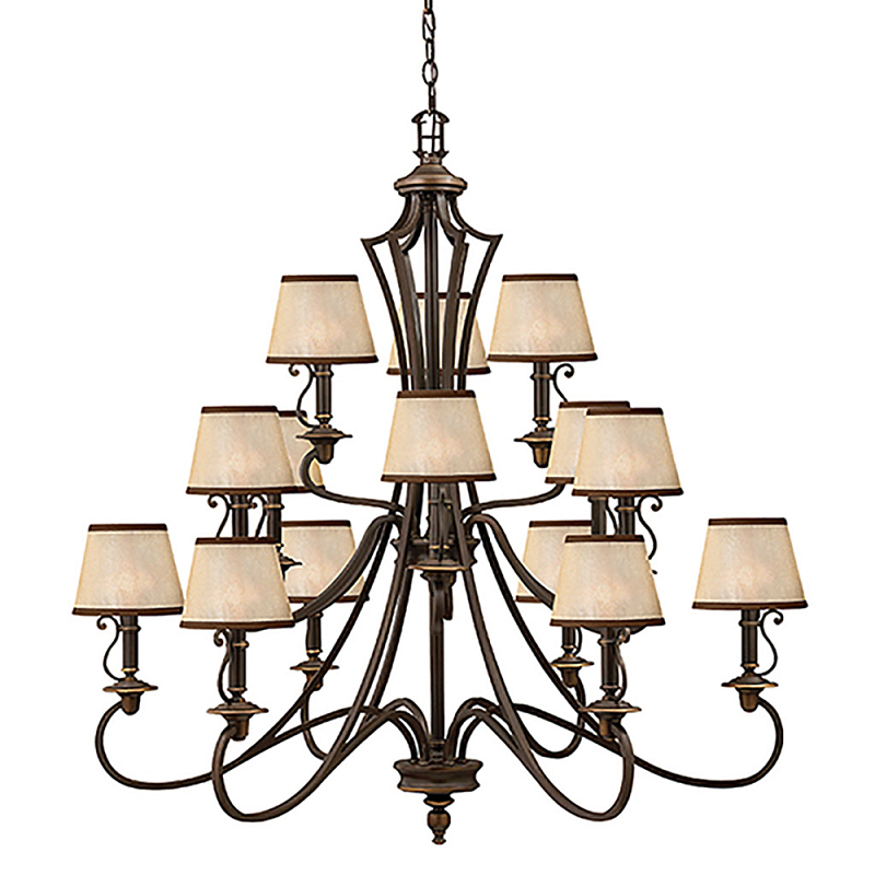 Люстра бронзового цвета с бежевыми абажурами из органзы в классическом стиле Hinkley Бронза Бежевый в Твери | Loft Concept 