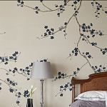 Обои ручная роспись Cherry Tree Original colourway on Stone Ochre dyed silk варинант исполнения - 1 | Loft Concept в Твери