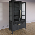 Витрина Primo со стеклянными фасадами и буфетом шпон Черный дуб варинант исполнения - 3 | Loft Concept в Твери